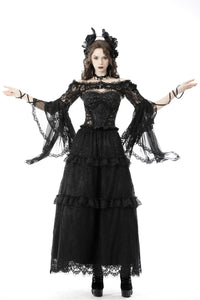 Gothic mesh bell sleeves sexy finger hook lace cape BW103