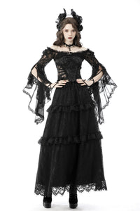 Gothic mesh bell sleeves sexy finger hook lace cape BW103