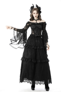 Gothic mesh bell sleeves sexy finger hook lace cape BW103