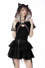 Load image into Gallery viewer, Gothic lolita pink plaid cat ear hoody cape BW105