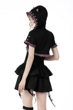 Load image into Gallery viewer, Gothic lolita pink plaid cat ear hoody cape BW105