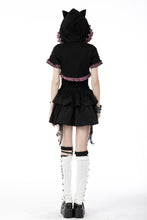 Load image into Gallery viewer, Gothic lolita pink plaid cat ear hoody cape BW105