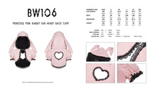 Load image into Gallery viewer, Princess pink rabbit ear heart back cape BW106