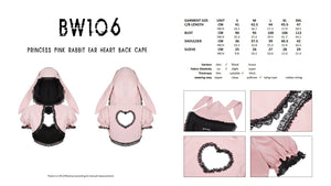 Princess pink rabbit ear heart back cape BW106