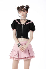 Load image into Gallery viewer, Alternative fashion Cat haunt zipper top  BW108