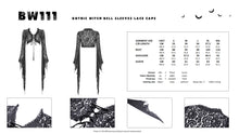 Load image into Gallery viewer, Gothic witch bell sleeves lace cape BW111