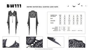Gothic witch bell sleeves lace cape BW111