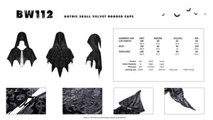 Gothic skull velvet hooded cape BW112