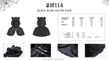 Load image into Gallery viewer, Black bear lolita cape BW114