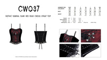 Load image into Gallery viewer, Gothic funeral dark red dead cross strap top CW037