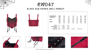 Black red gothic doll corset CW047