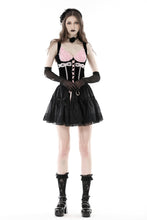 Load image into Gallery viewer, Doll black pink rose sexy lace up corset CW052
