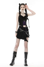 Load image into Gallery viewer, Punk rock moon violet lace up arrow halter corset CW056