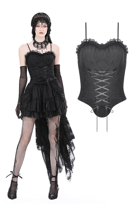 Gothic lace up corset top CW059BK