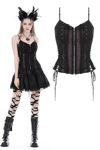 Gothic black purple lace corset  CW064