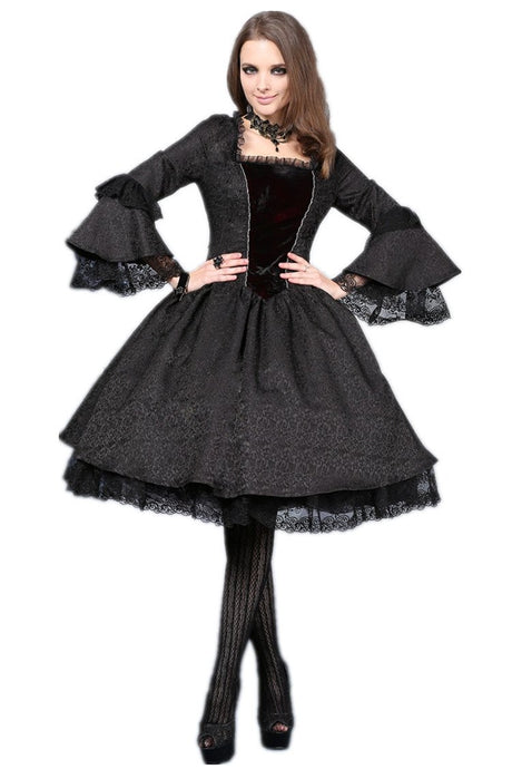 Victorian gothic dress with lace flare sleeve （not including petticoat）DW038 - Gothlolibeauty