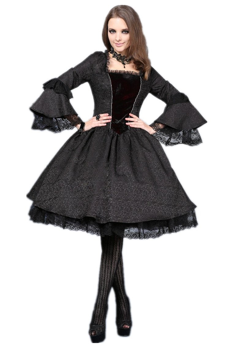 Victorian gothic dress with lace flare sleeve （not including petticoat）DW038 - Gothlolibeauty