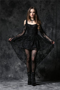 Gothic dress of ghost cocktail lace with button row DW053BK - Gothlolibeauty