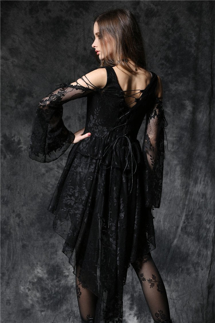 Gothic dress of ghost cocktail lace with button row DW053BK XXL / Black