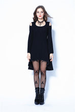 Load image into Gallery viewer, Gothic tail Black dress with off shoulder and cross back DW060 - Gothlolibeauty