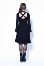 Load image into Gallery viewer, Gothic tail Black dress with off shoulder and cross back DW060 - Gothlolibeauty