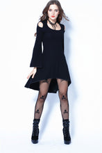 Load image into Gallery viewer, Gothic tail Black dress with off shoulder and cross back DW060 - Gothlolibeauty