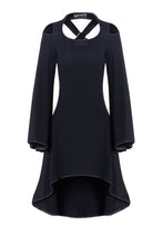 Load image into Gallery viewer, Gothic tail Black dress with off shoulder and cross back DW060 - Gothlolibeauty