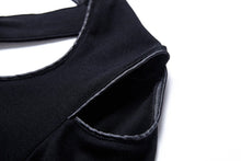 Load image into Gallery viewer, Gothic tail Black dress with off shoulder and cross back DW060 - Gothlolibeauty