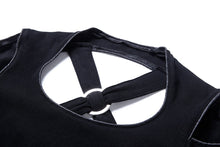 Load image into Gallery viewer, Gothic tail Black dress with off shoulder and cross back DW060 - Gothlolibeauty