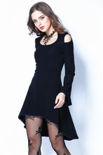 Load image into Gallery viewer, Gothic tail Black dress with off shoulder and cross back DW060 - Gothlolibeauty