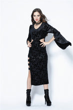 Load image into Gallery viewer, Gothic flocking long dress with triangle on waist DW108 - Gothlolibeauty