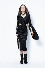 Load image into Gallery viewer, Gothic flocking long dress with triangle on waist DW108 - Gothlolibeauty