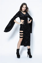 Load image into Gallery viewer, Gothic flocking long dress with triangle on waist DW108 - Gothlolibeauty