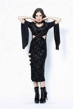 Load image into Gallery viewer, Gothic flocking long dress with triangle on waist DW108 - Gothlolibeauty