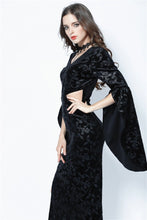 Load image into Gallery viewer, Gothic flocking long dress with triangle on waist DW108 - Gothlolibeauty