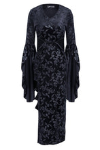 Load image into Gallery viewer, Gothic flocking long dress with triangle on waist DW108 - Gothlolibeauty