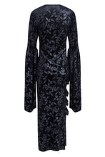 Load image into Gallery viewer, Gothic flocking long dress with triangle on waist DW108 - Gothlolibeauty