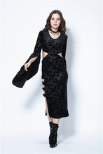 Load image into Gallery viewer, Gothic flocking long dress with triangle on waist DW108 - Gothlolibeauty