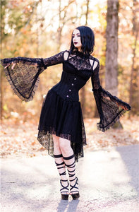 Gothic lace sexy dress with cat ear shape on top DW139 - Gothlolibeauty