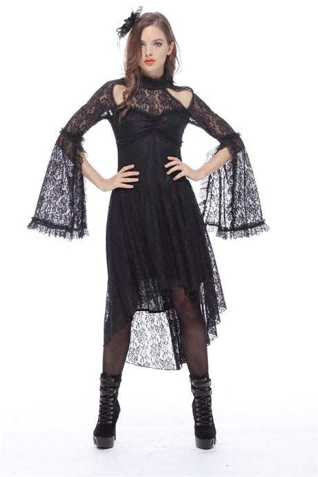 Gothic lace sexy dress with cat ear shape on top DW139 - Gothlolibeauty