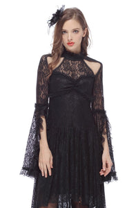 Gothic lace sexy dress with cat ear shape on top DW139 - Gothlolibeauty