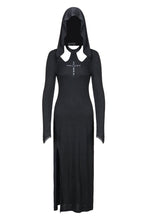 Load image into Gallery viewer, Gothic long knitted hooded dress with hollow out cross DW148 - Gothlolibeauty