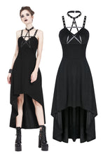 Load image into Gallery viewer, Punk knitted high-low dress with leather star across neck DW184 - Gothlolibeauty