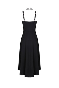 Punk knitted high-low dress with leather star across neck DW184 - Gothlolibeauty