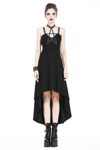 Load image into Gallery viewer, Punk knitted high-low dress with leather star across neck DW184 - Gothlolibeauty