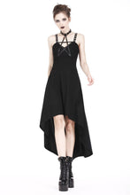 Load image into Gallery viewer, Punk knitted high-low dress with leather star across neck DW184 - Gothlolibeauty