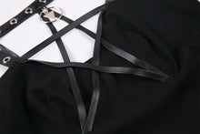 Load image into Gallery viewer, Punk knitted high-low dress with leather star across neck DW184 - Gothlolibeauty
