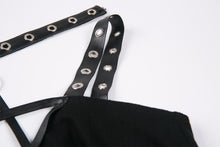 Load image into Gallery viewer, Punk knitted high-low dress with leather star across neck DW184 - Gothlolibeauty