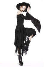 Load image into Gallery viewer, Gothic knitted long dress with irregular hem and hooked rope designs DW185 - Gothlolibeauty