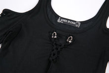 Load image into Gallery viewer, Gothic knitted long dress with irregular hem and hooked rope designs DW185 - Gothlolibeauty